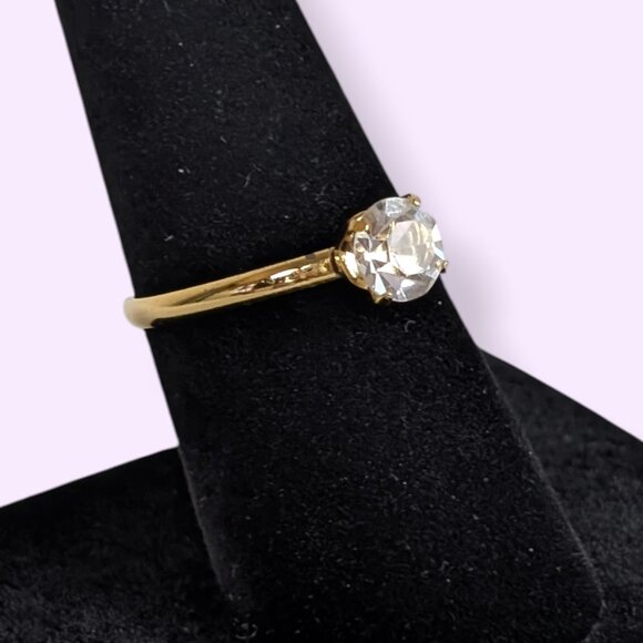 (2/$20) V. Faceted Glass Solitaire Ring - Picture 3 of 6